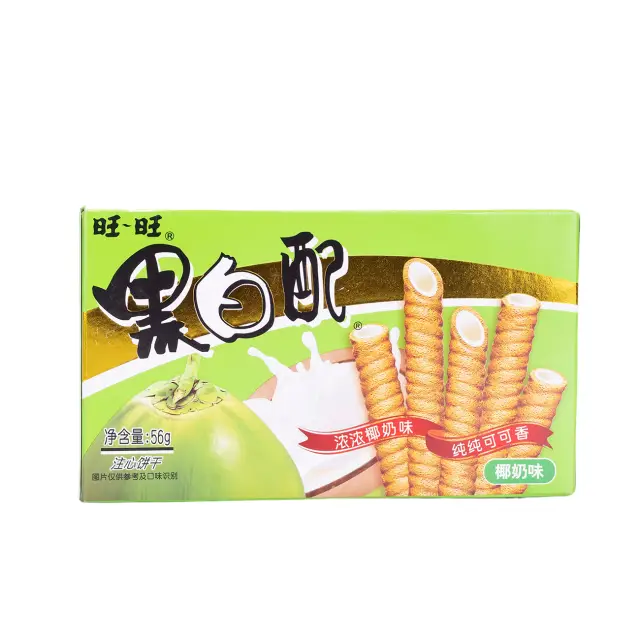 Want Want Wafer Roll - Coconut Flavour 60g 旺旺黑白配椰奶味 56g