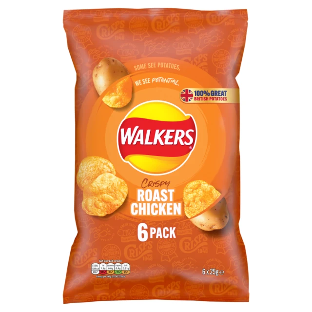 Walkers Roast Chicken Multipack Crisps 6x25g