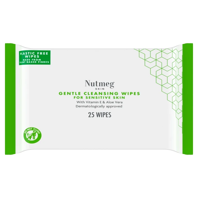 Nutmeg 25 Skin Gentle Cleansing Wipes for Sensitive Skin 25 Wipes