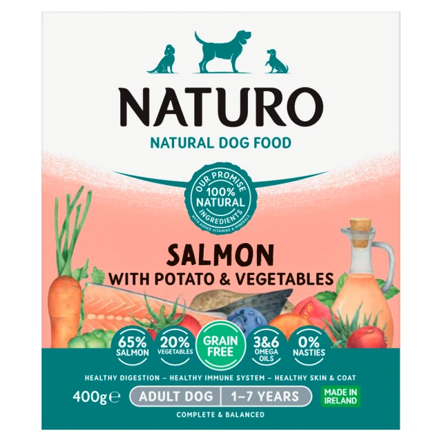 Naturo Natural Dog Food Salmon with Potato & Vegetables Adult Dog 1-7 Years 400g
