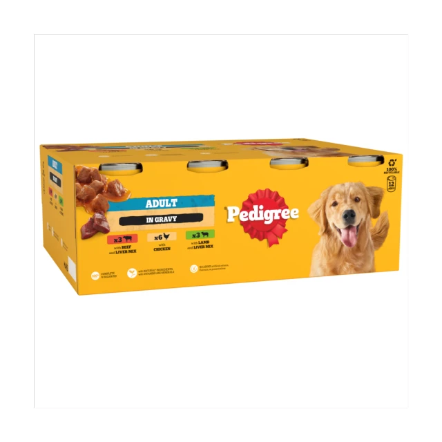 PEDIGREE Adult Wet Dog Food Mixed Selection in Gravy 12 x 4g Can
