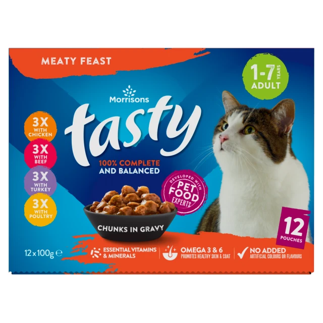 Morrisons Tasty Chunks in Gravy Meaty Feast 1-7 Years Adult 12 x 100g