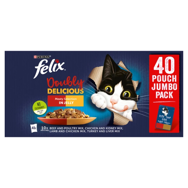 Felix Doubly Delicious Meat Selection in Jelly Wet Cat Food 40x100g
