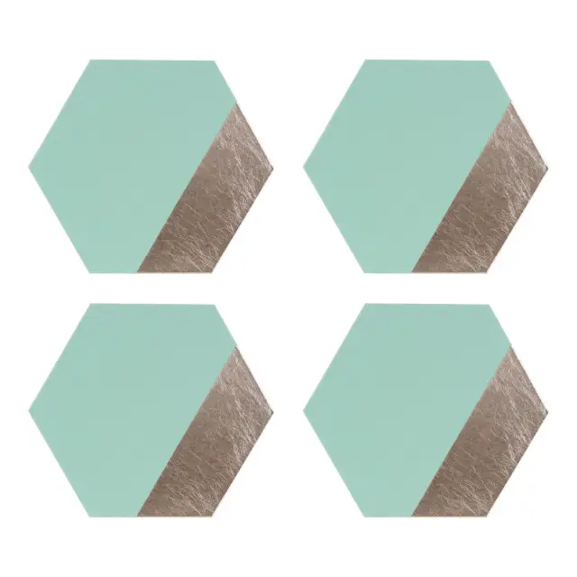 Geome Dipped Jade and Silver Placements Set of 4