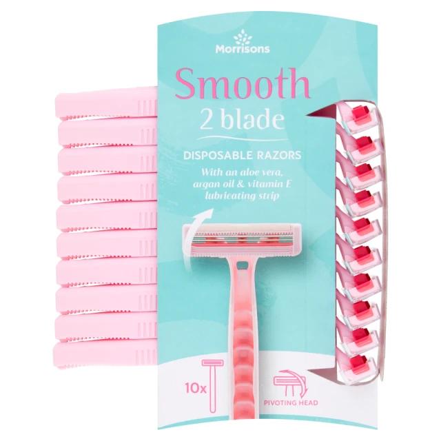 Morrisons 10 Smooth 2 Blade Disposable Razors