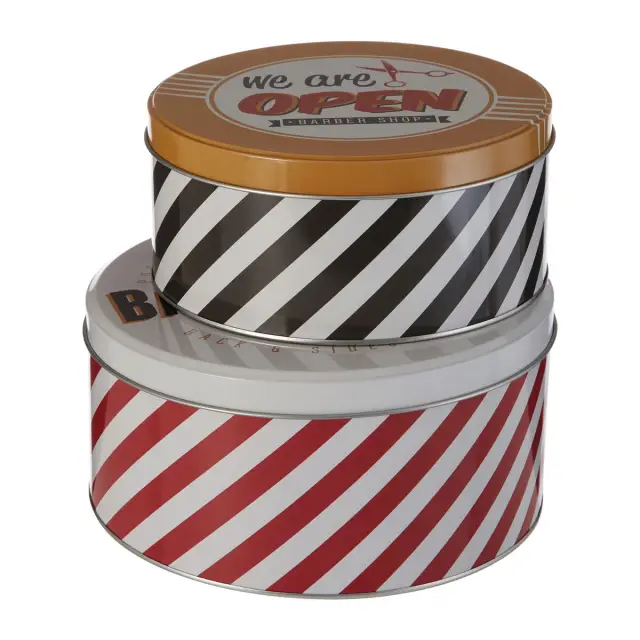 Paice Set of 2 Barber Shop Storage Tins