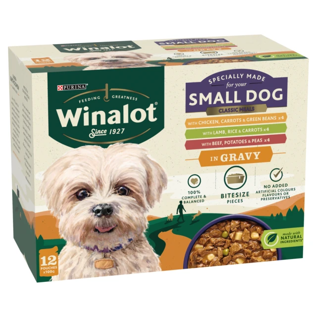 WINALOT Small Dog Food Pouch Mixed in Gravy 12x1g