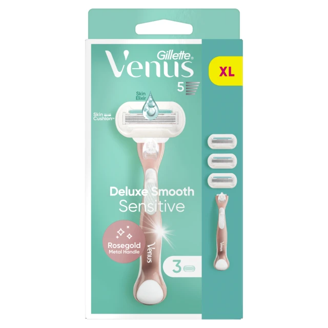 Venus Deluxe Smooth Sensitive RoseGold Razor- 3 Blades