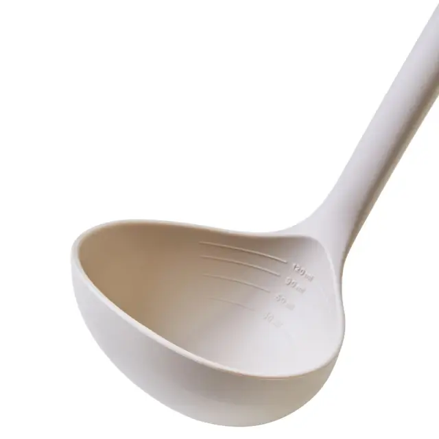 Nova Stone Grey Silicone Head Ladle With Flat/Round Wood Handle