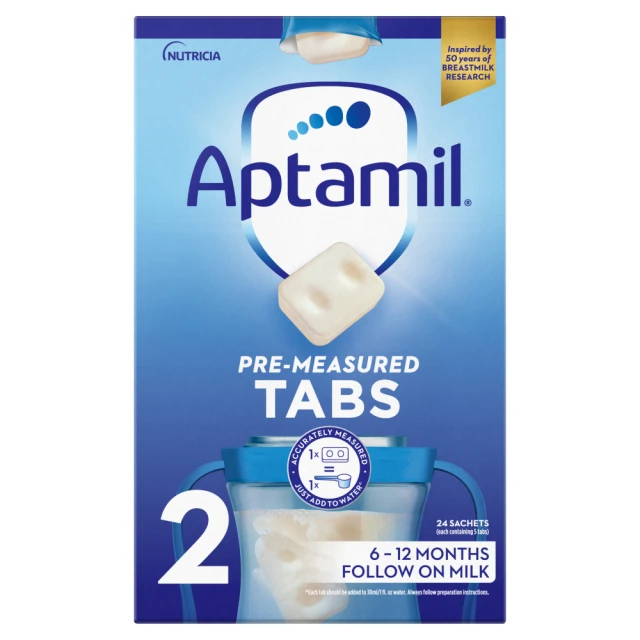 Aptamil Pre-Measured Tabs 2 Follow On Milk 6-12 Months 24 Sachets 576g