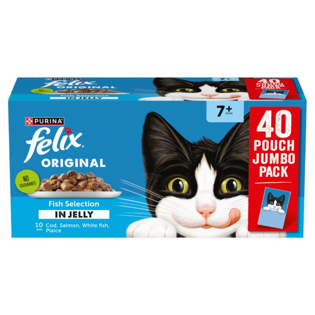 FELIX Original Senior 7+ Fish Selection in Jelly Wet Cat Food 40x85g