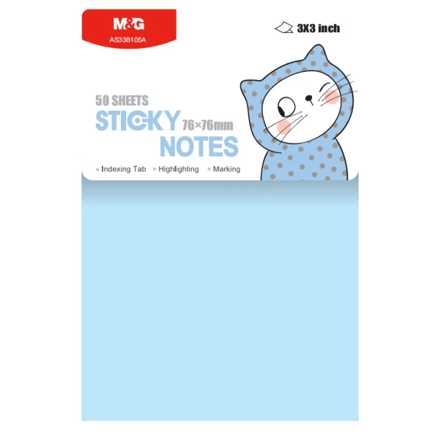 M&G Sticky Notes 3'x3' 50 sheets Light Blue YS-484A