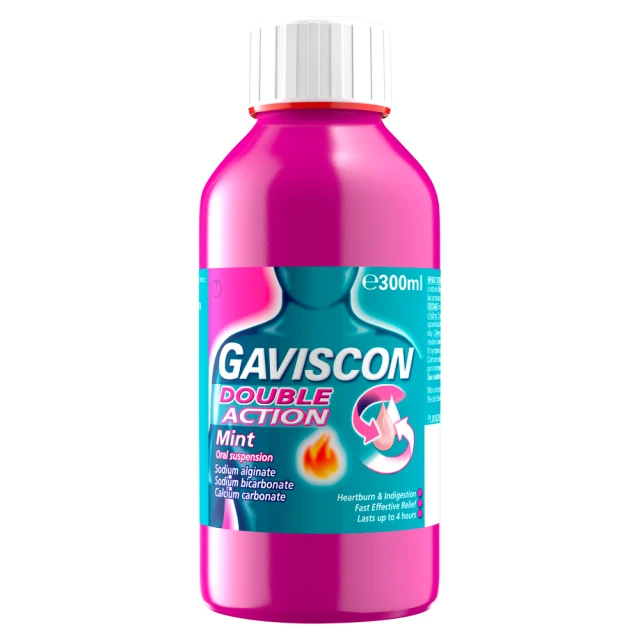 GAVISCON DOUBLE ACTION LIQUID HEARTBURN INDIGESTION MINT 300ML