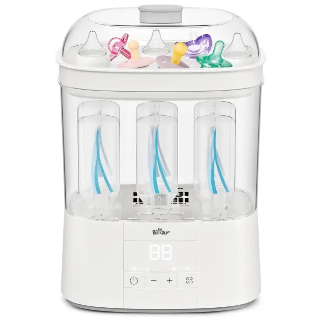 Bear Baby Bottle Sterilizer & Dryer, 4-in-1 Auto Bottle Sterilizer and Dryer with 48H Storge Function, Electric Steam Bottle Sanitizer for Baby stuffs, Baby Bottles & Breast Pump Accessories