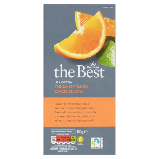 Morrisons The Best 52% Cocoa Italian Orange Dark Chocolate 100g