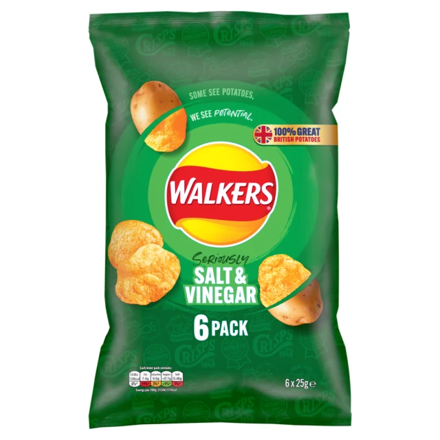 Walkers Salt & Vinegar Crisps 6x25g
