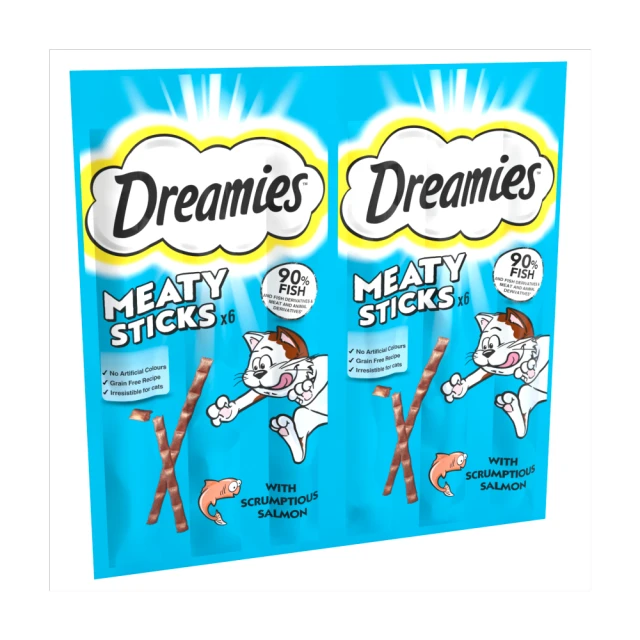 DREAMIES Meaty Sticks Adult Cat Treats with Scrumptious Salmon 3g