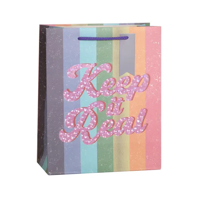 MIKIREI Medium Gift Bag - Rainbow & Stripes, Pack of 6