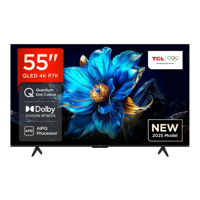 TCL 55P7K 55” QLED, Direct LED TV, 4K HDR TV, Smart TV Powered by Google TV (Dolby Vision & Atmos, Motion clarity, Hands-Free Voice Control, compatible with Google Assistant & Alexa)