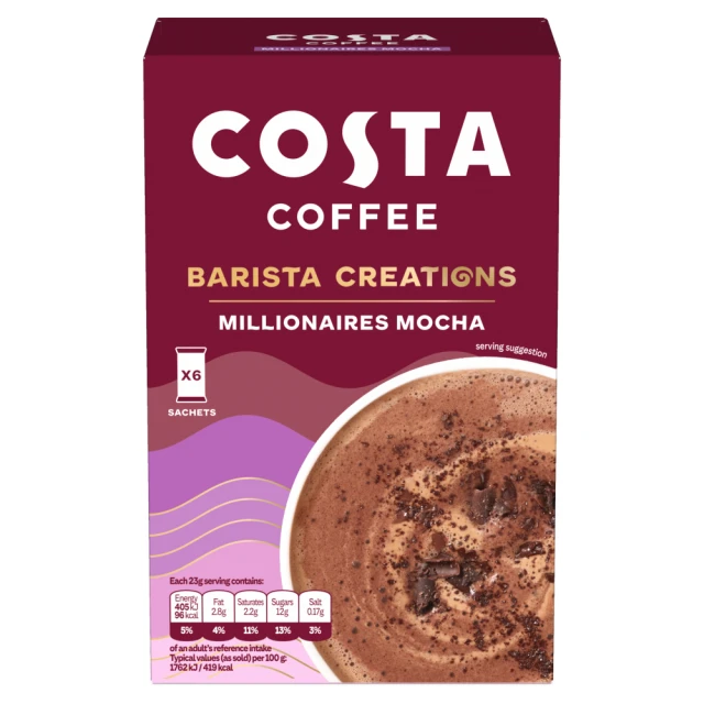 Costa Millionaires Mocha Coffee Sachets 6 x 23g