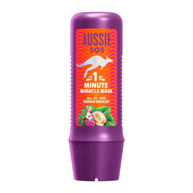 Aussie SOS 1 Minute Miracle Repair Rescue Mask 250ml to Deeply Nourish Dry, Damaged Hair