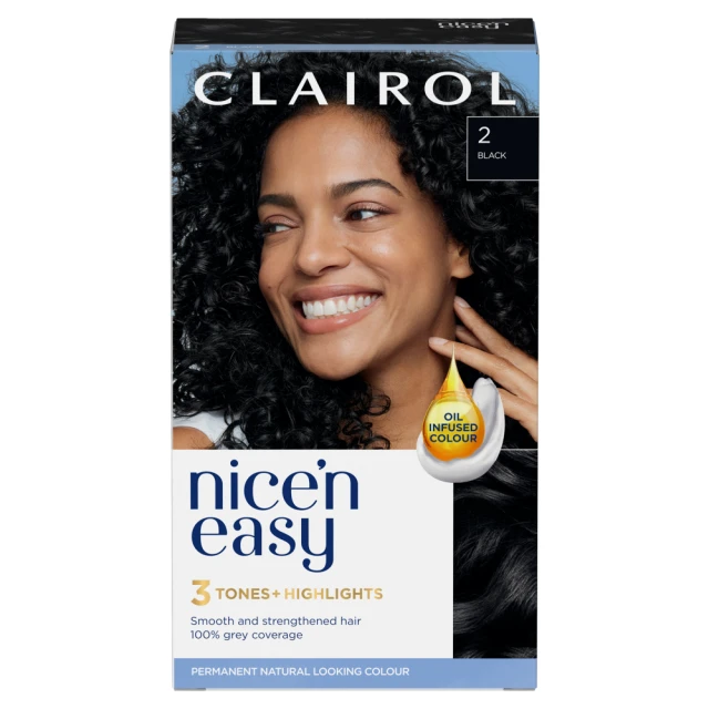 Clairol Nice'n Easy Permanent Hair Dye, 2 Black