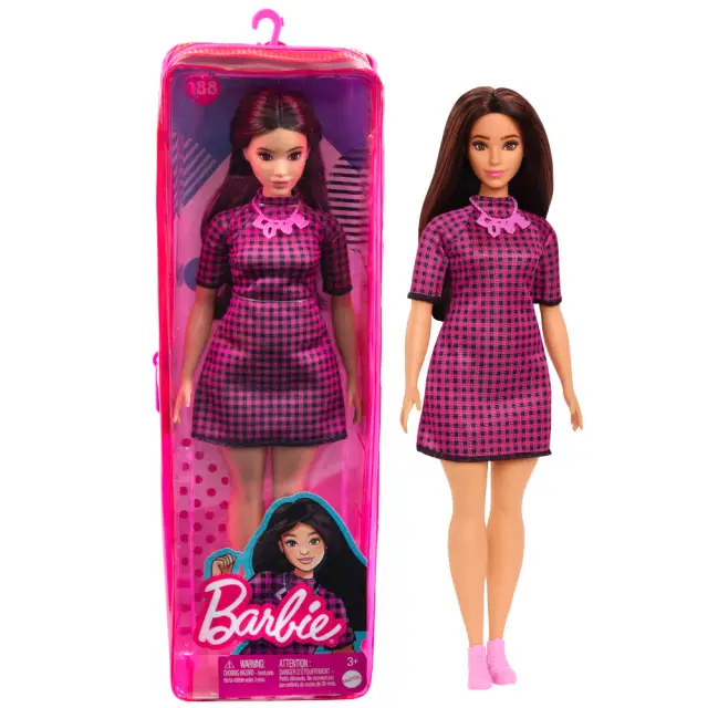 Barbie Fashionistas Doll Curvy Hair Pink, Dress Pink Sneakers