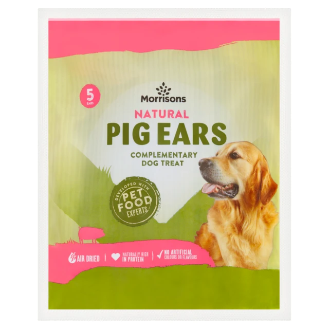 Morrisons 5 Natural Pig Ears Complementary Dog Treat