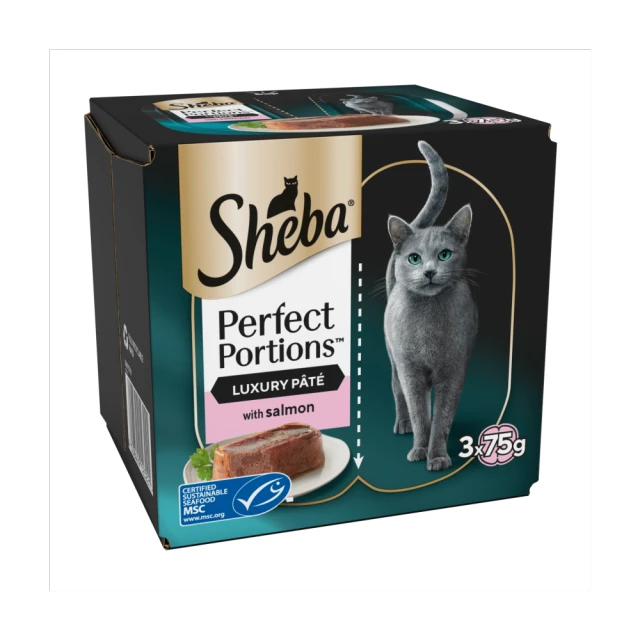 SHEBA PERFECT PORTION Adult Wet Cat Food Salmon Loaf 3 x 2 x 37.5g Tray
