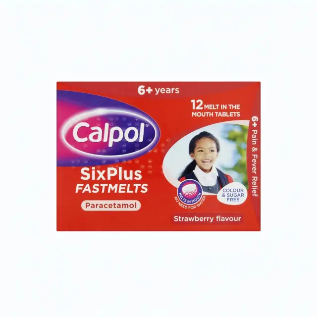 Calpol SixPlus Fastmelts Paracetamol Medication Strawberry Flavour 12 tablets