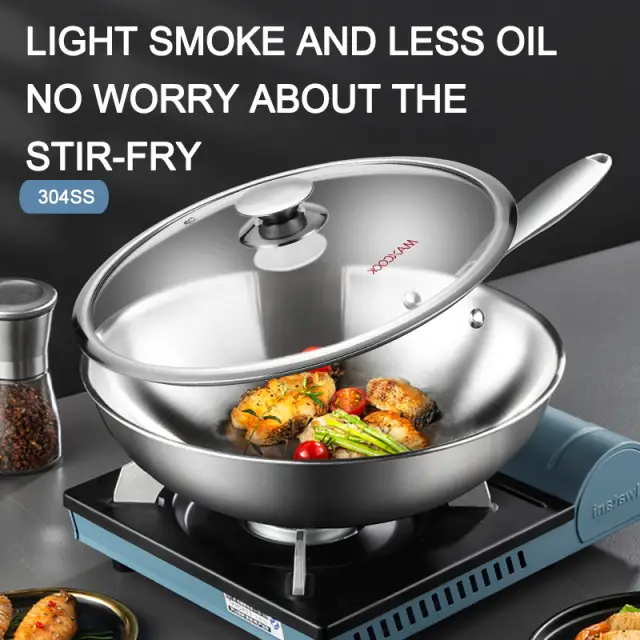 Maxcook Tri-Ply 304SS Wok With Lid 30cm MCC7911