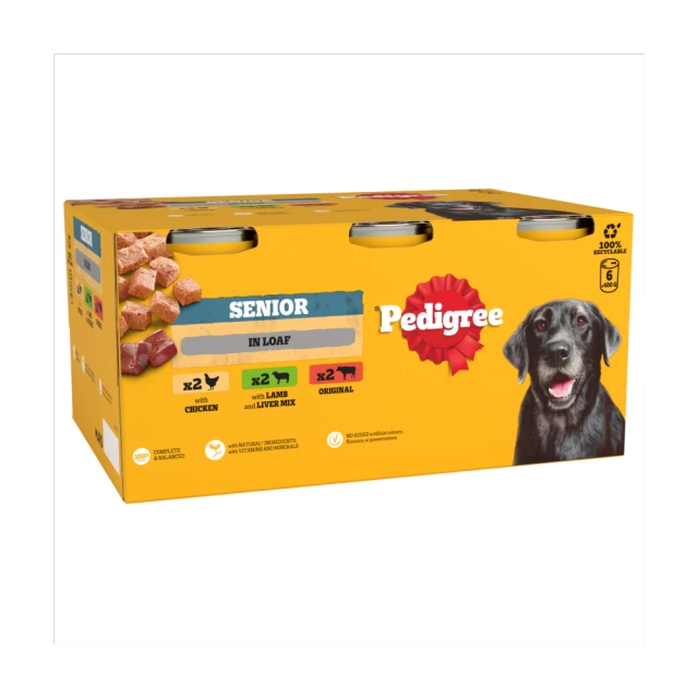 PEDIGREE Senior Wet Dog Food Mixed Selection in Loaf 6 x 400g Cans