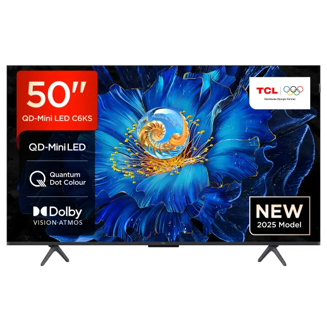 TCL 50C6KS 50” QD-Mini LED TV, 4K HDR Premium, Smart TV Powered by Google TV (Dolby Vision & Atmos, Game Master, Hands-Free Voice Control, compatible with Google Assistant, Apple AirPlay 2 & Alexa)
