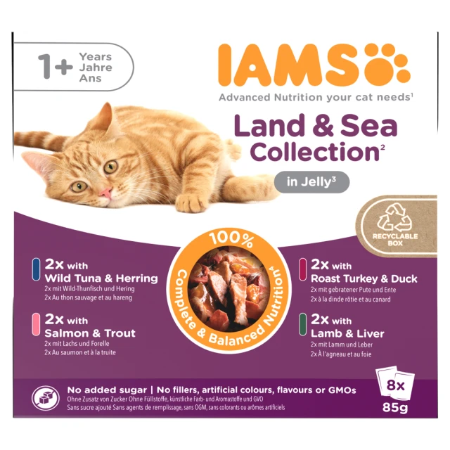 IAMS Delights Land & Sea Collection in Jelly Adult 1+ Years 8 x 85g (680g)
