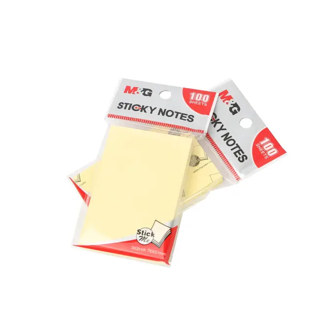 M&G 3"x2" Sticky Notes 100 sheets Yellow color 76x51mm