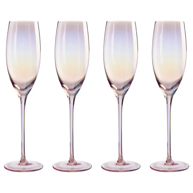 Frosted Deco Set Of 4 Champagne Glasses