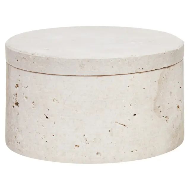 Tibor Travertine Round Trinket Box