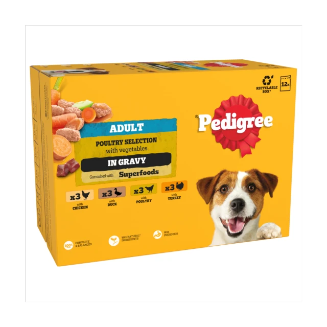 PEDIGREE Adult Wet Dog Food Poultry Selection in Gravy 12 x 1g Pouch
