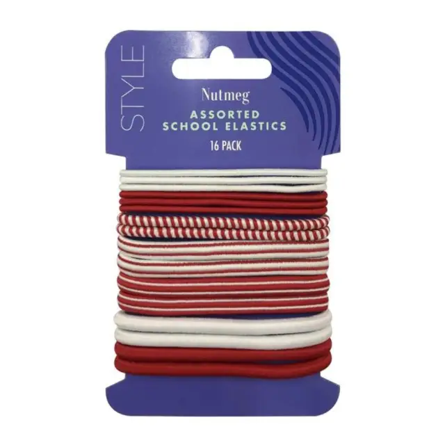 Nutmeg Girls Red & White Hair Elastics 16pk