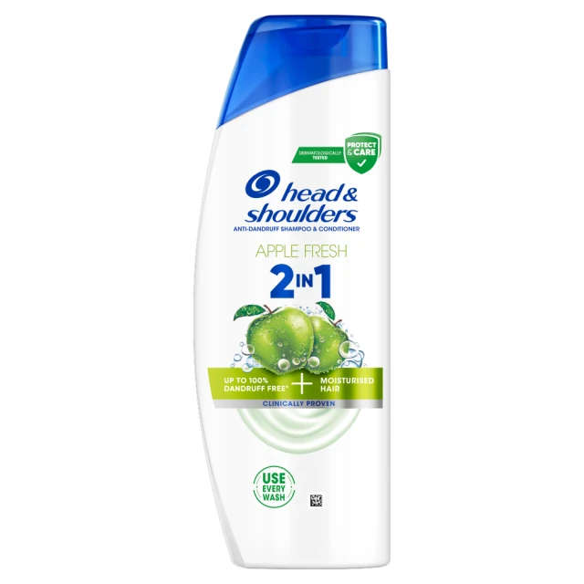 Head & Shoulders Apple Fresh 2in1 Anti Dandruff Shampoo, 330ml, Fresh Feeling, Apple Scent