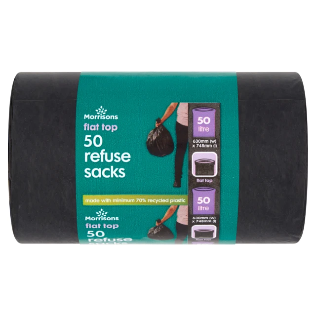 Morrisons 50 Flat Top Refuse Sacks 50 Litre