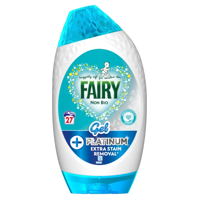 Fairy Non Bio Platinum Gel Detergent,27 Washes 891 ml, Stain Removal, Sensitive skin