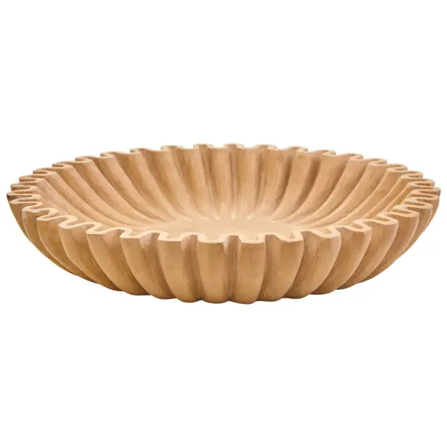 Savio Large Ochre Fluted Marble Bowl