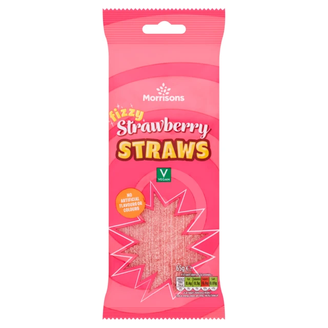 Morrisons Fizzy Strawberry Straws 65g