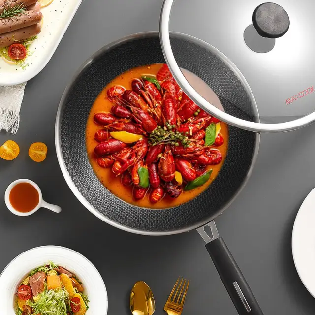 Maxcook Tri-Ply 304SS Non-Stick Wok 32cm MCC3889