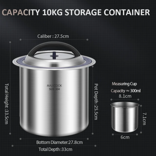 Maxcook 304SS Rice Bucket Storage Container 10kg MCX5264