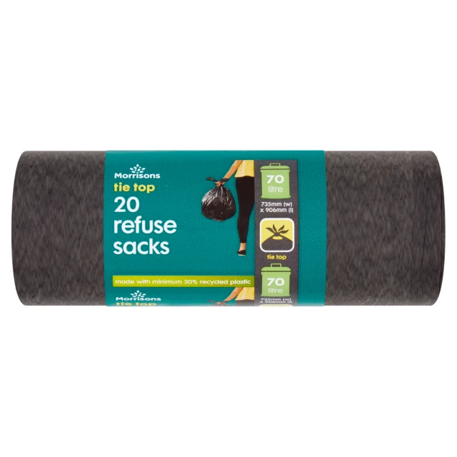 Morrisons 2 Tie Top Refuse Sacks