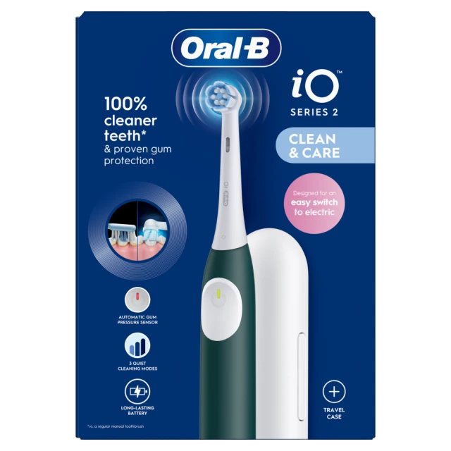 Oral-B iO2 Forest Green Electric Toothbrush + Travel Case