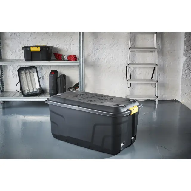 145L Heavy Duty Wheeled Trunk-Black/Yellow