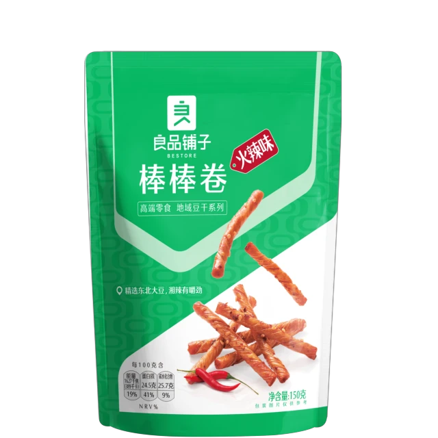 Bestore Soybean roll hot flavor 150g/bag 良品铺子棒棒卷火辣味150g/袋